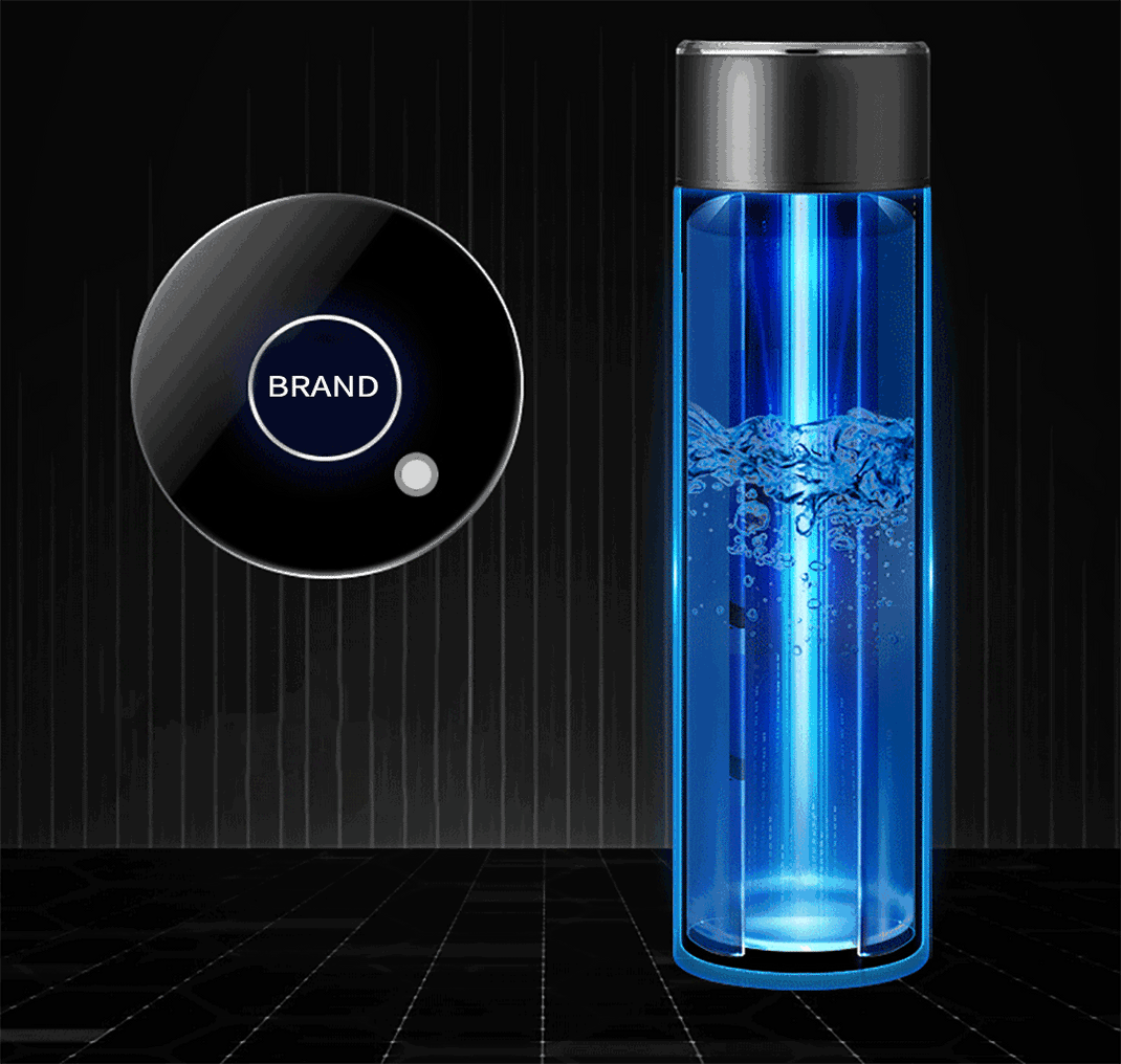Smart water bottle, Outdoor Survival bottle, UVC Self cleaning bottle